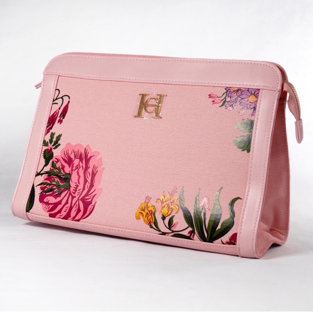 Carolina Herrera Pink Floral Cosmetic Bag
